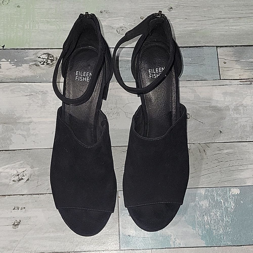 EILEEN FISHER Black Heels sz 10